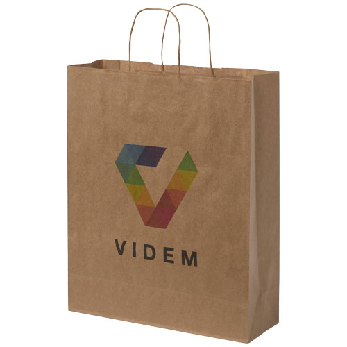 Sac en papier Kraft 32x40x12cm promotionnel - GRAND Marron kraft